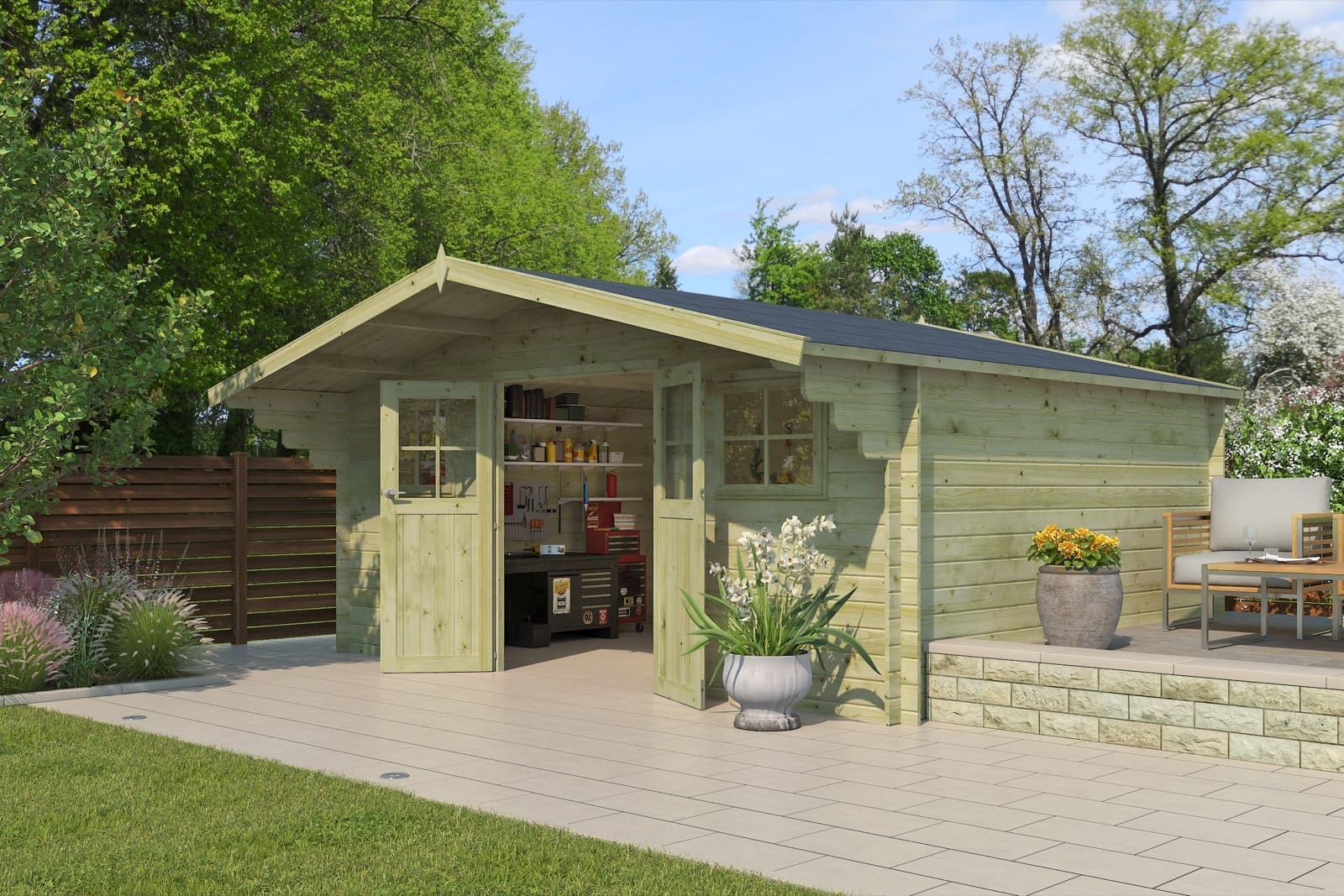 Woodlands tuinhuis Winnipeg XL 3055XL blokhut - 505x385 - Afbeelding 2