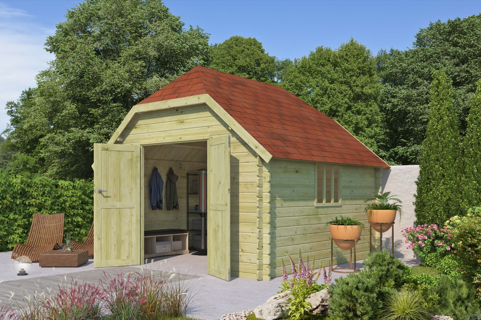 Woodlands tuinhuis Oxford L 3504 blokhut - 355x355 - Afbeelding 2