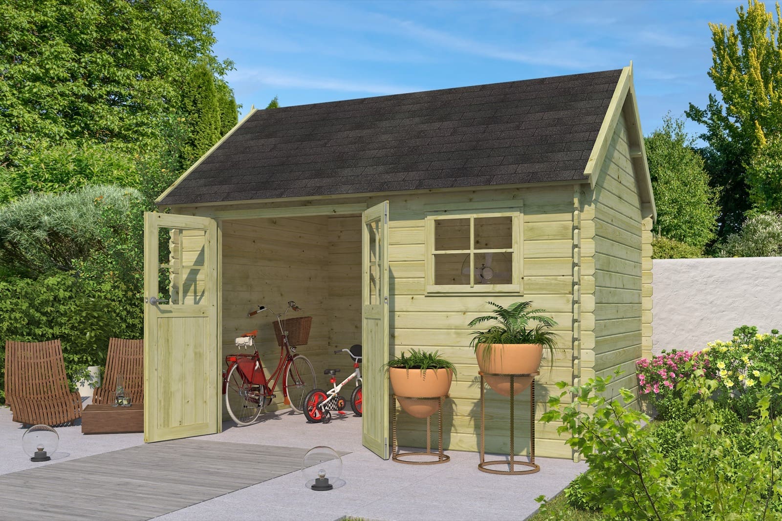 Woodlands tuinhuis Gloucester L 3602 blokhut - 385x295 - Afbeelding 2