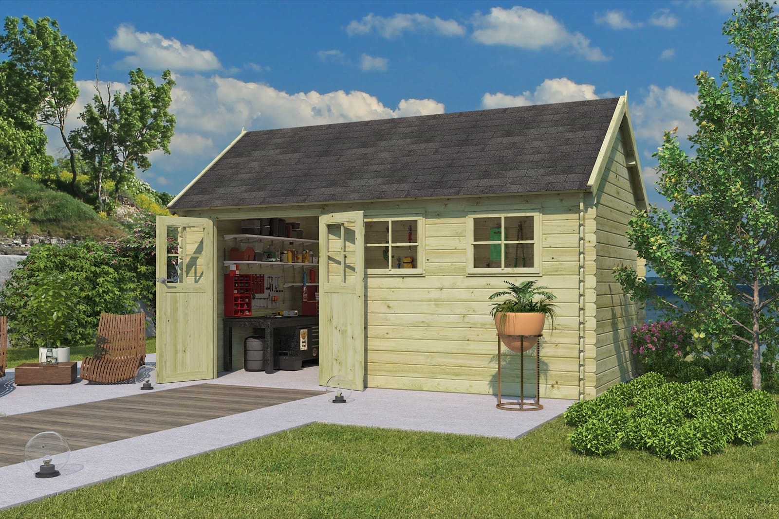 Woodlands tuinhuis Gloucester XL 3603 blokhut - 505x295 - Afbeelding 2