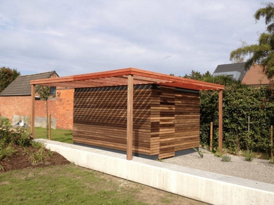 Tuinhuis in padoek met horizontale 20x40 planken