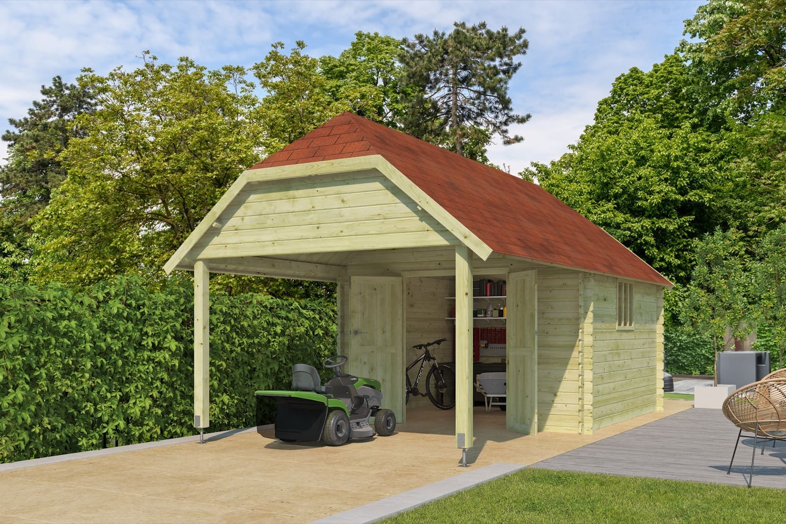 Woodlands tuinhuis Oxford XL 3504EXT blokhut - 355x650 - Afbeelding 2