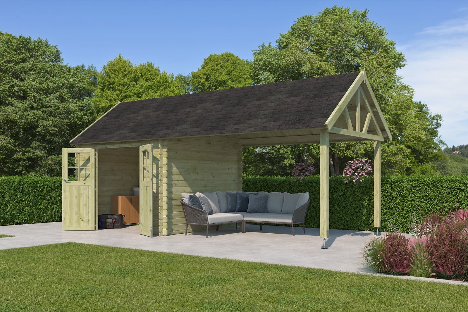 Woodlands tuinhuis Gloucester S 3601EXT blokhut - 670x295 - Afbeelding 2