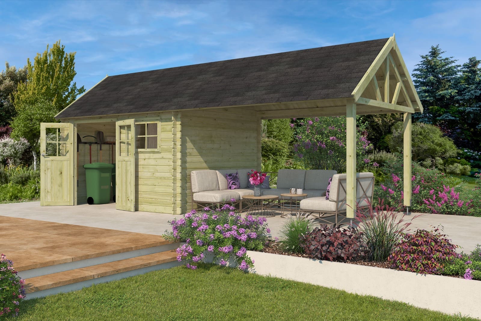 Woodlands tuinhuis Gloucester L 3602EXT blokhut - 760x295 - Afbeelding 2