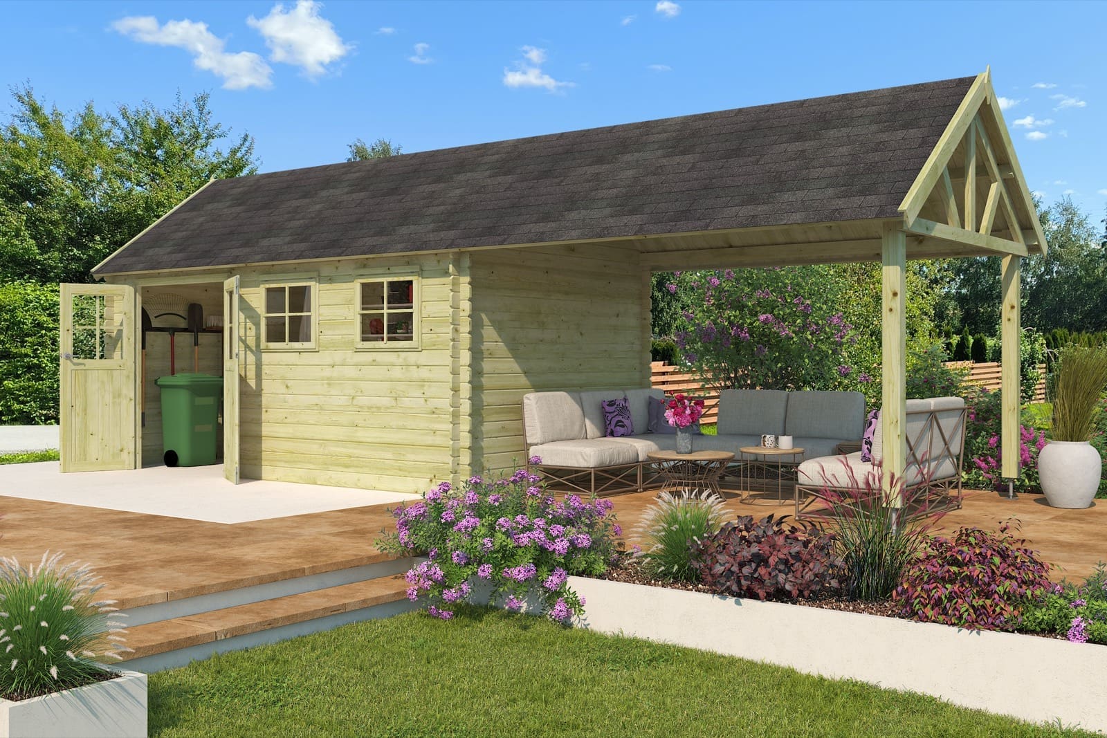 Woodlands tuinhuis Gloucester XL 3603EXT blokhut - 880x295 - Afbeelding 2