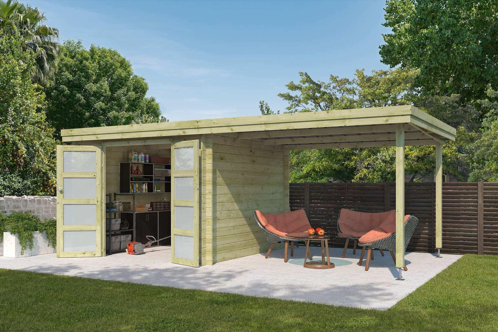 Woodlands tuinhuis Oregon 3702EXT300 blokhut - 595x295 - Afbeelding 2