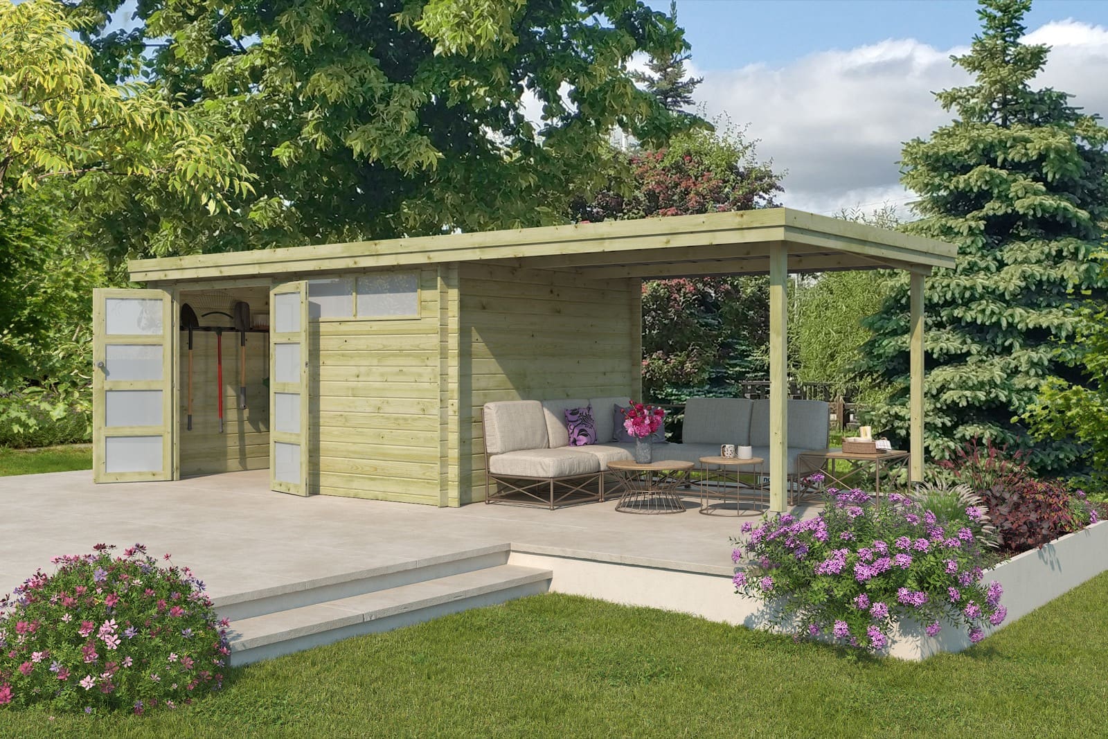 Woodlands tuinhuis Oregon 3703EXT300 blokhut - 715x295 - Afbeelding 2