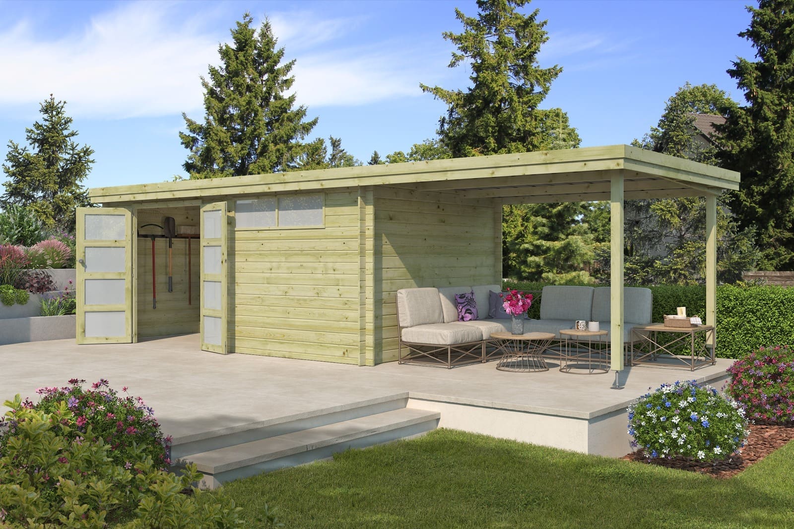 Woodlands tuinhuis Oregon 3704EXT300 blokhut - 805x295 - Afbeelding 2