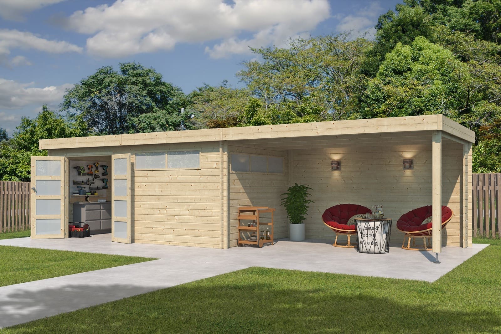 Woodlands tuinhuis Modern XL 4601EXT400ISO blokhut - 905x295 - Afbeelding 2