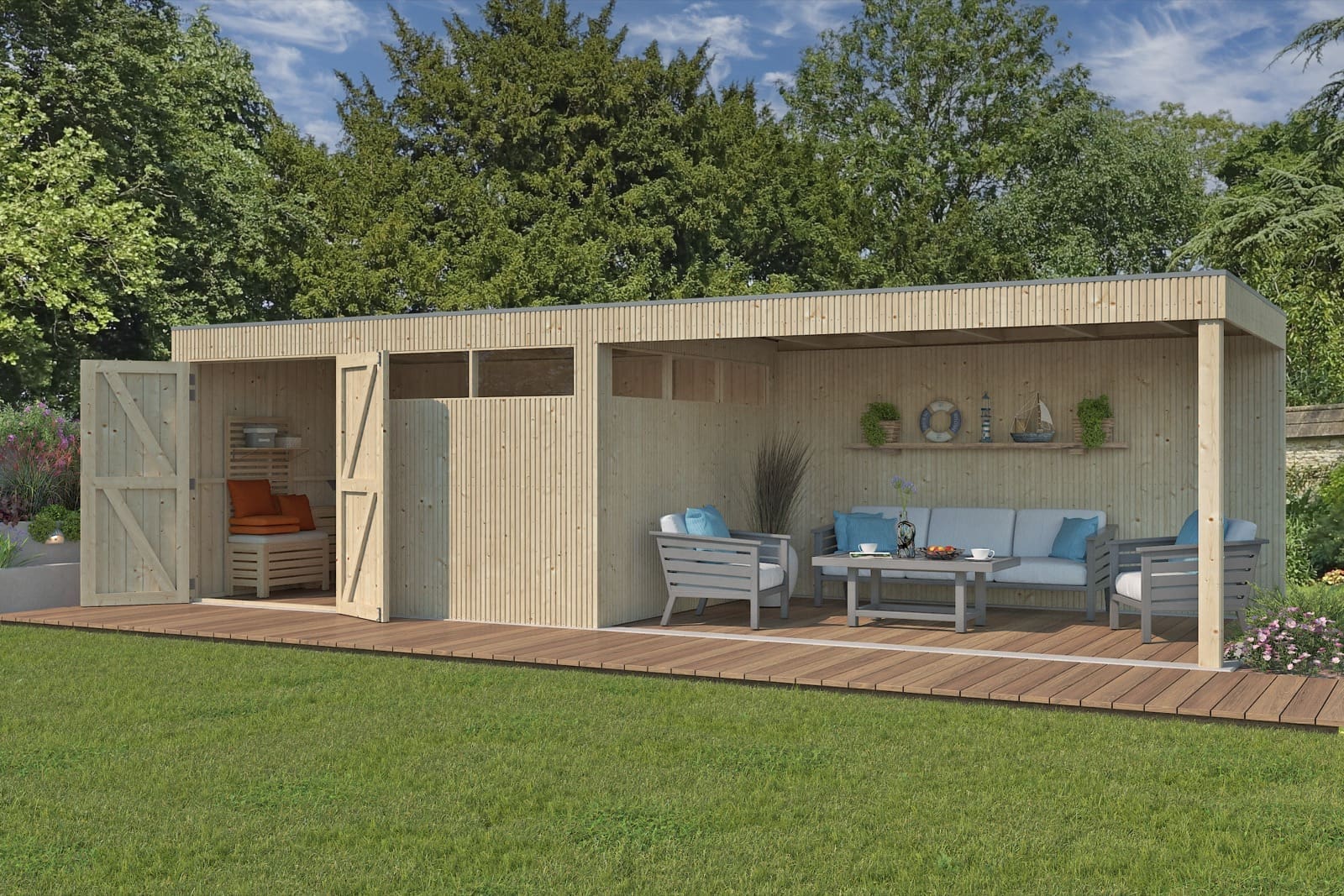 Woodlands tuinhuis QBV 8313EXT400 blokhut | smalle latjes - 802 x 298 - Afbeelding 2