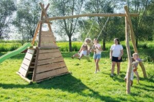 tipi speeltoren met dubbele schommel