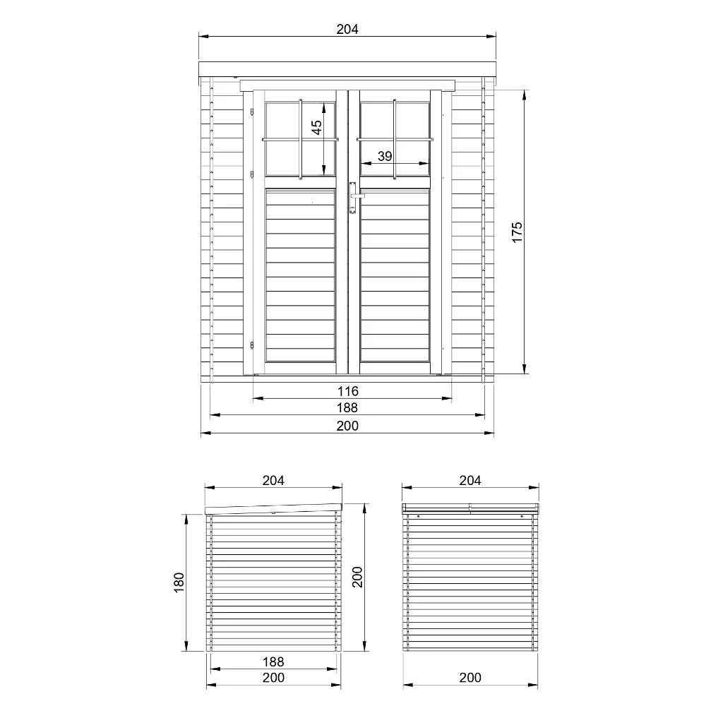 Houten tuinhuis M309F – 200 x 200 cm – 4 m2 - Afbeelding 5
