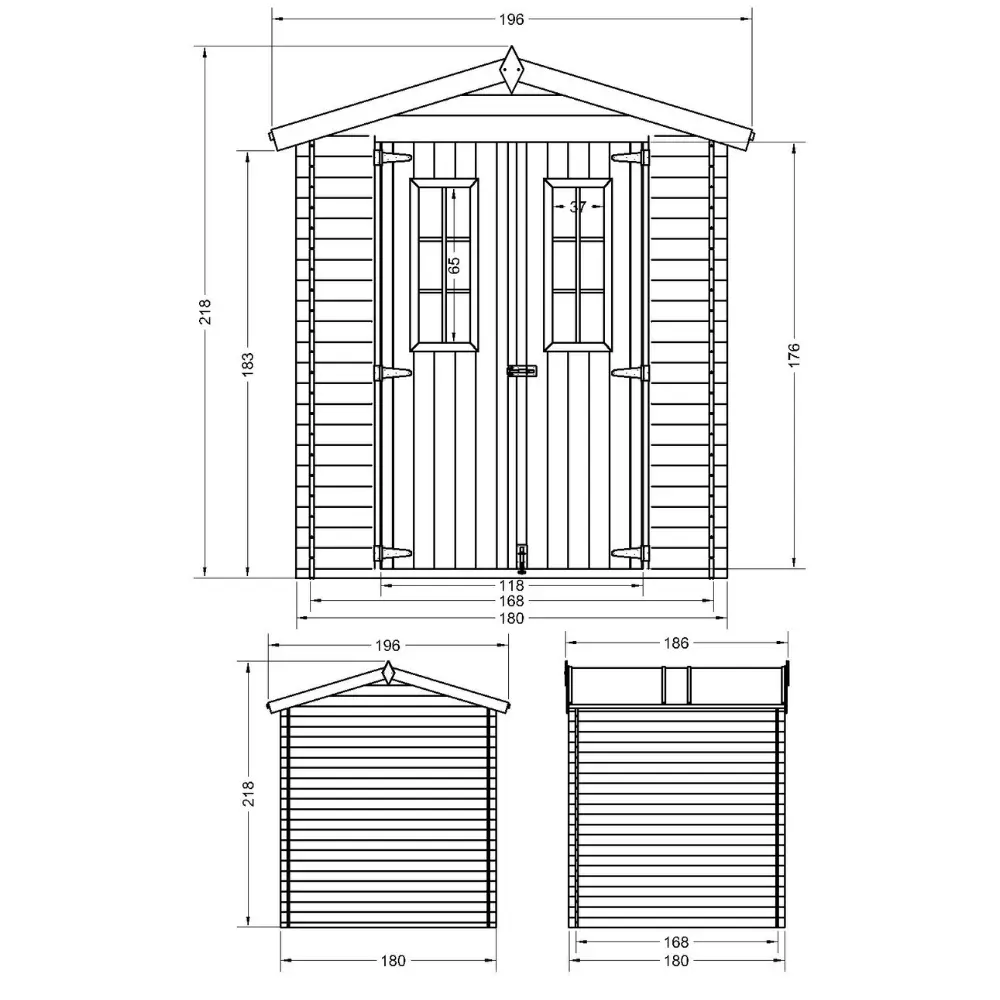 Houten tuinhuis M320C – 180 x 180 cm – 3 m2 - Afbeelding 3