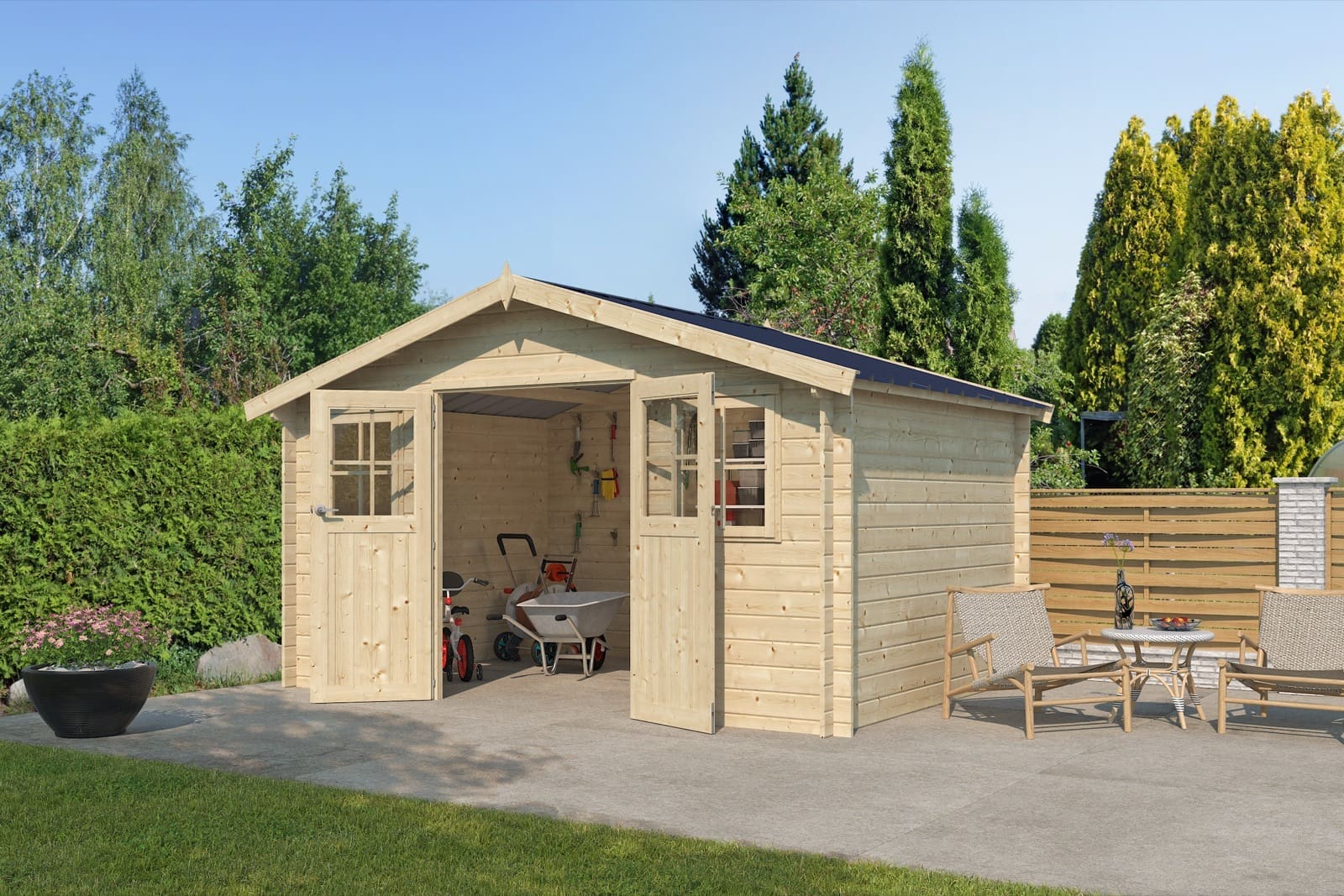 Woodlands tuinhuis Montreal 3023AC blokhut – 415 × 295cm - Afbeelding 2