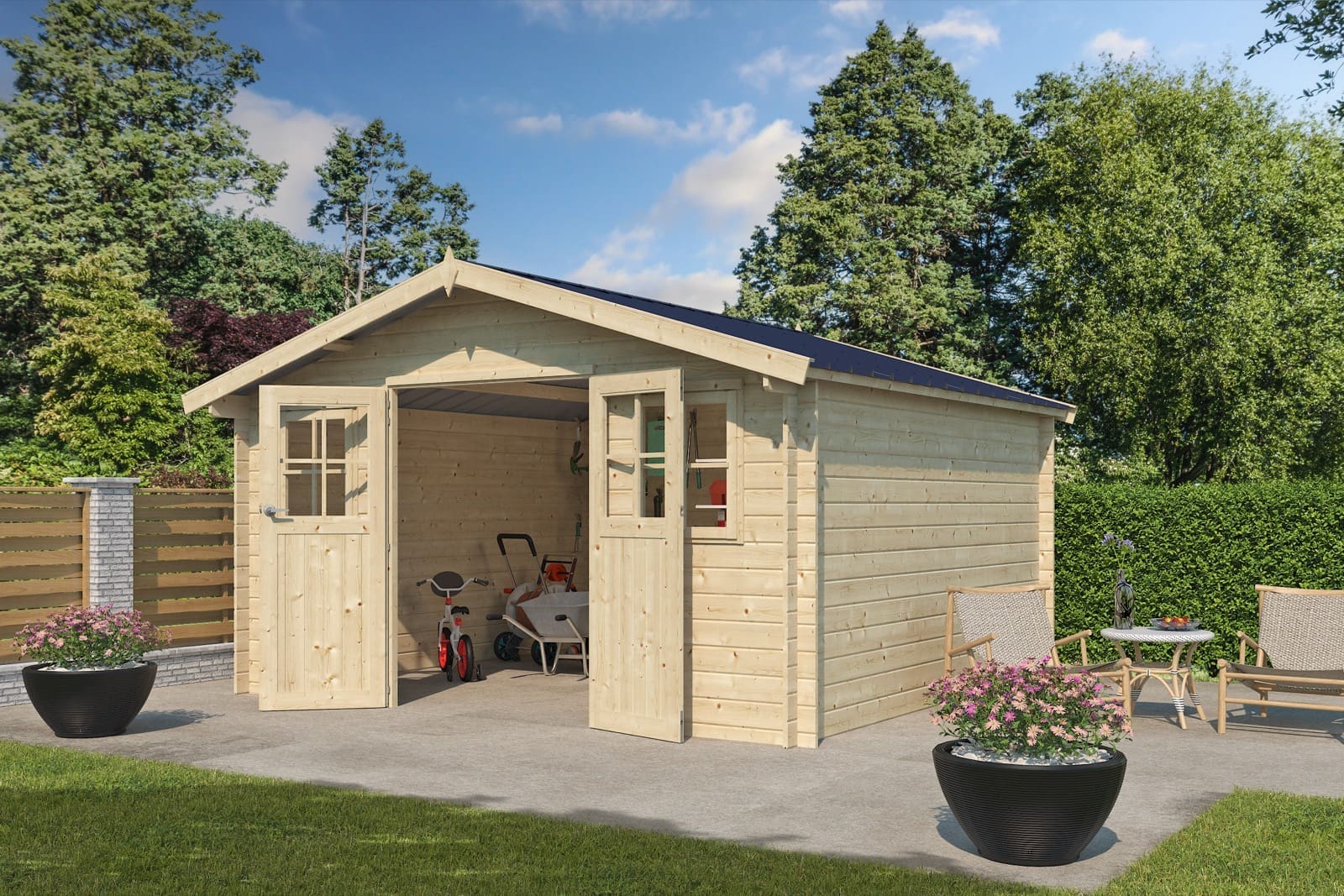 Woodlands tuinhuis Montreal 3024AC blokhut – 415 × 385cm - Afbeelding 2