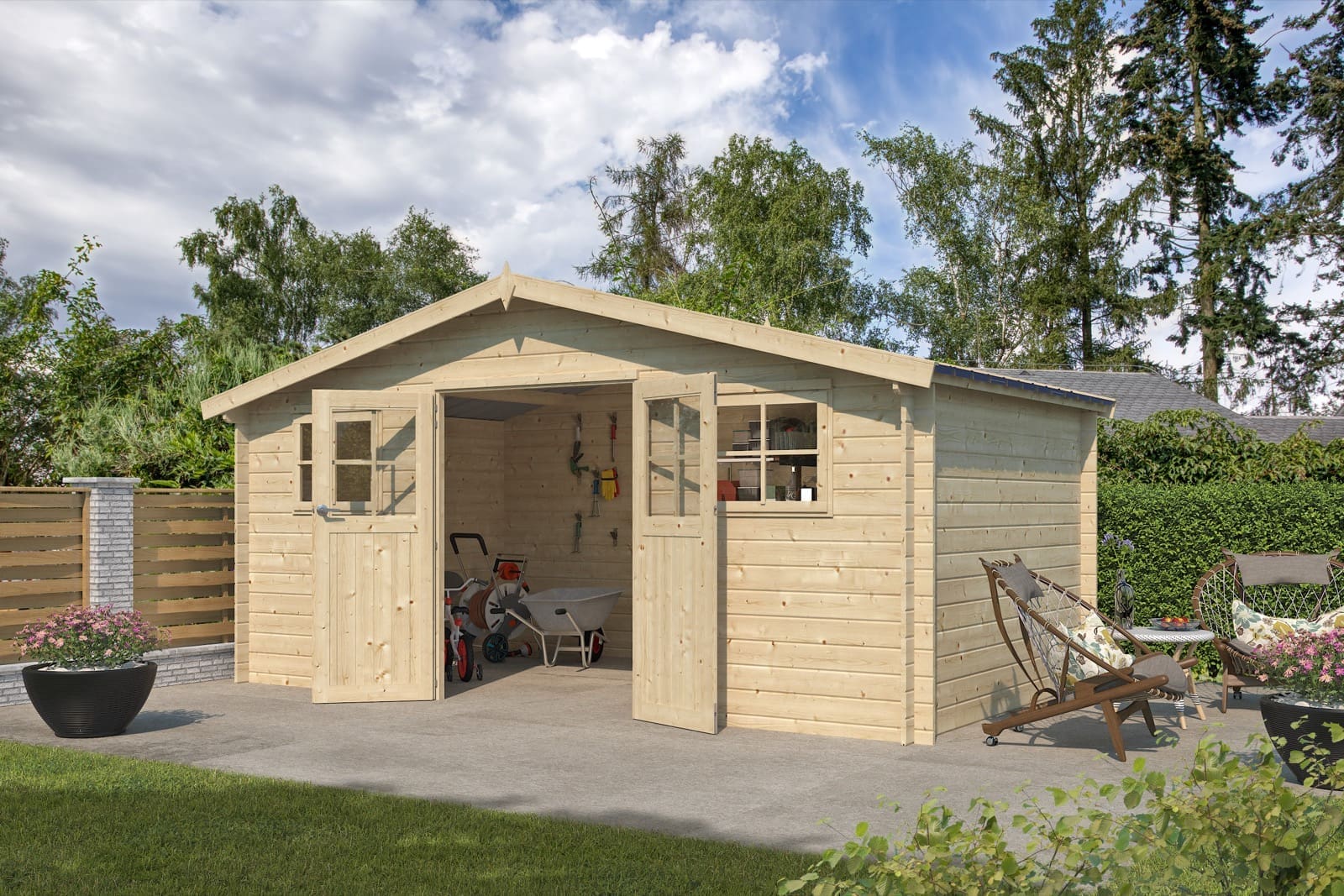 Woodlands tuinhuis Hudson 3028AC blokhut – 505 × 295cm - Afbeelding 2