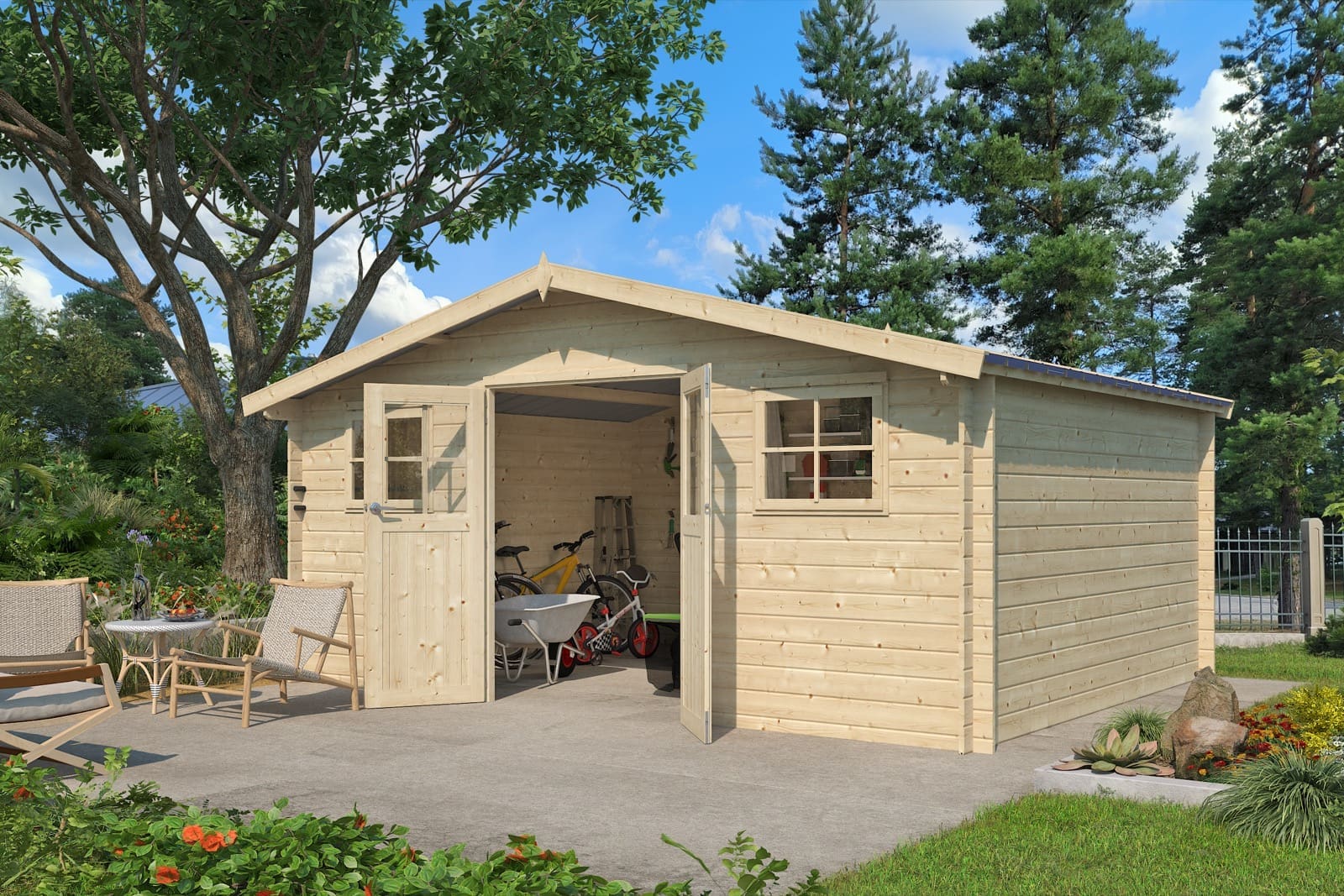 Woodlands tuinhuis Hudson 3029AC blokhut – 505 × 385cm - Afbeelding 2