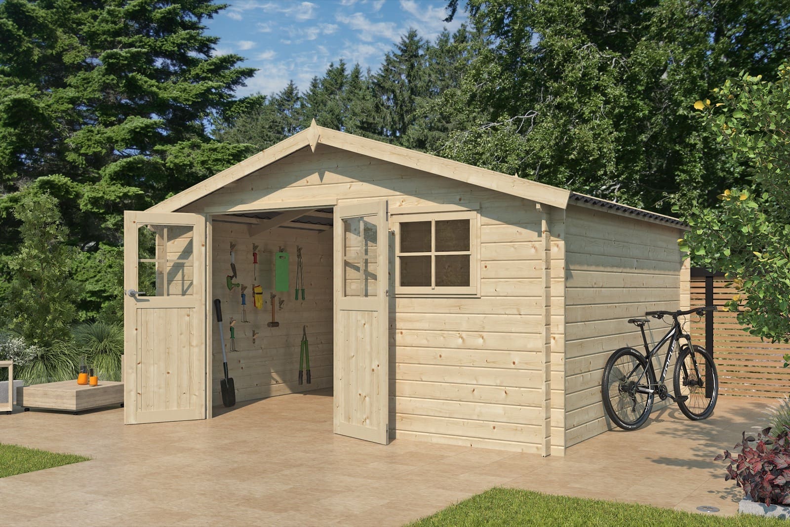 Woodlands tuinhuis Lausanne 3031DP blokhut – 415 × 385cm - Afbeelding 2