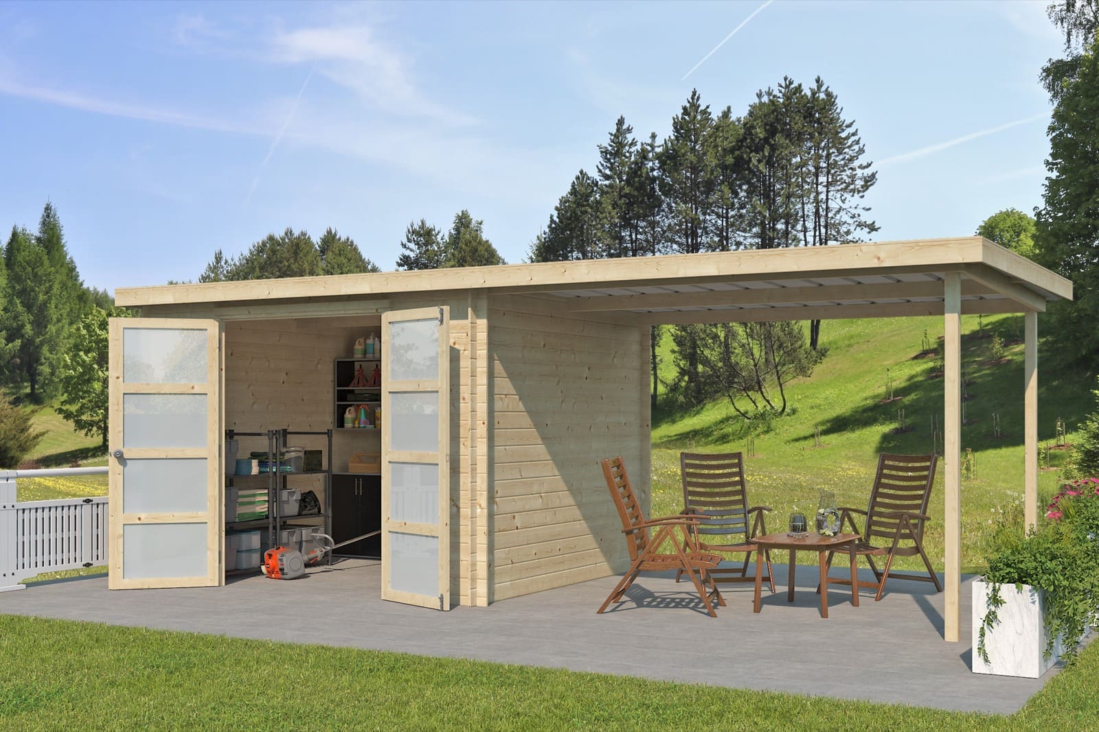 Woodlands tuinhuis Umea 9701EXT300 blokhut – 600 × 250cm - Afbeelding 2