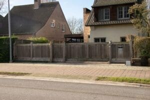 Deluxe schuifpoort Laag verticaal - Padoek - zwevend