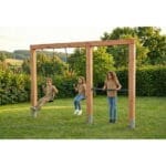 EXIT Linea Massiv 140 dubbele houten schommel met duikelrek