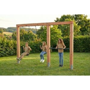 EXIT Linea Massiv 140 dubbele houten schommel met duikelrek