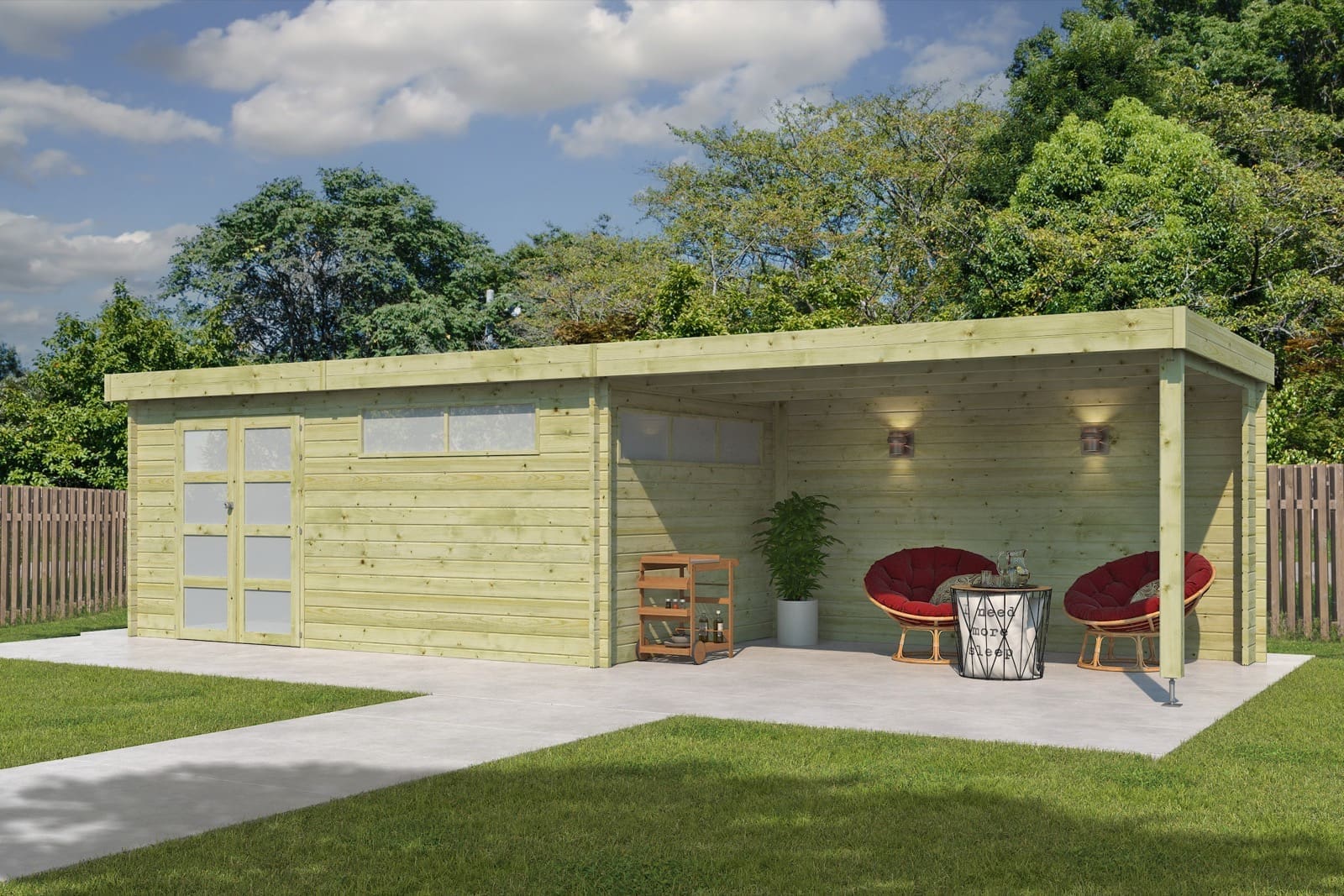 Woodlands tuinhuis MODERN 4601EXT400AC blokhut – 905×295 cm
