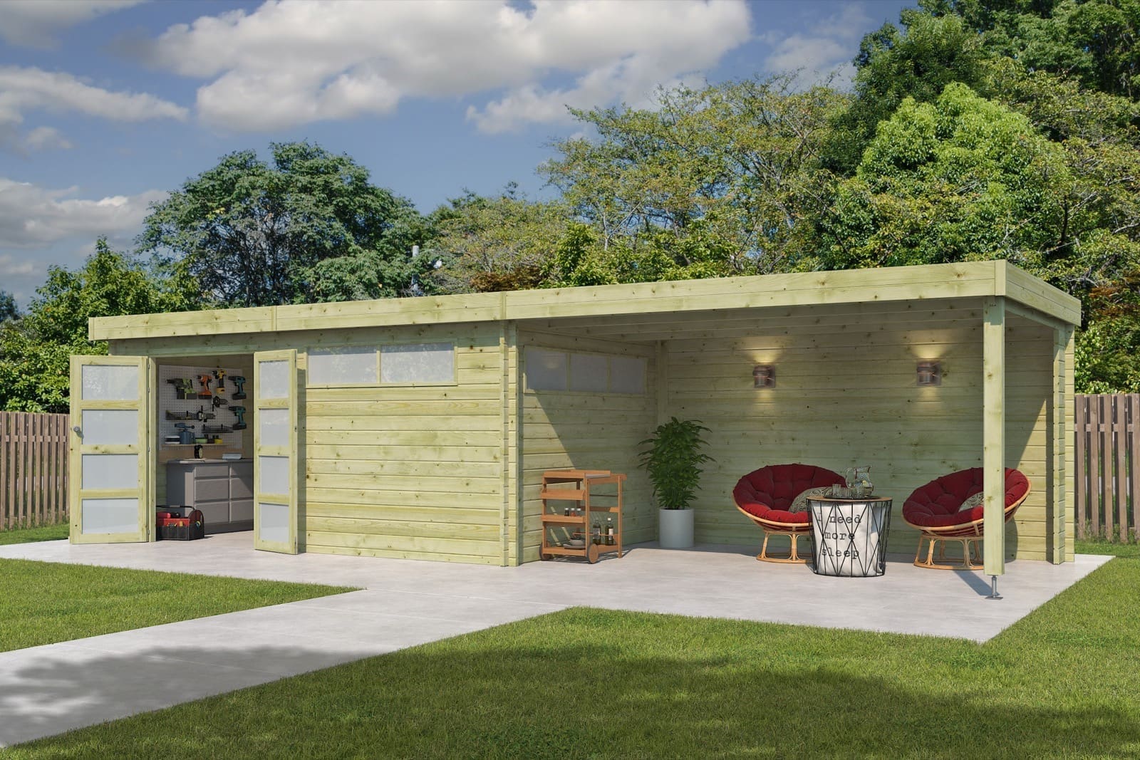 Woodlands tuinhuis MODERN 4601EXT400AC blokhut – 905×295 cm - Afbeelding 2