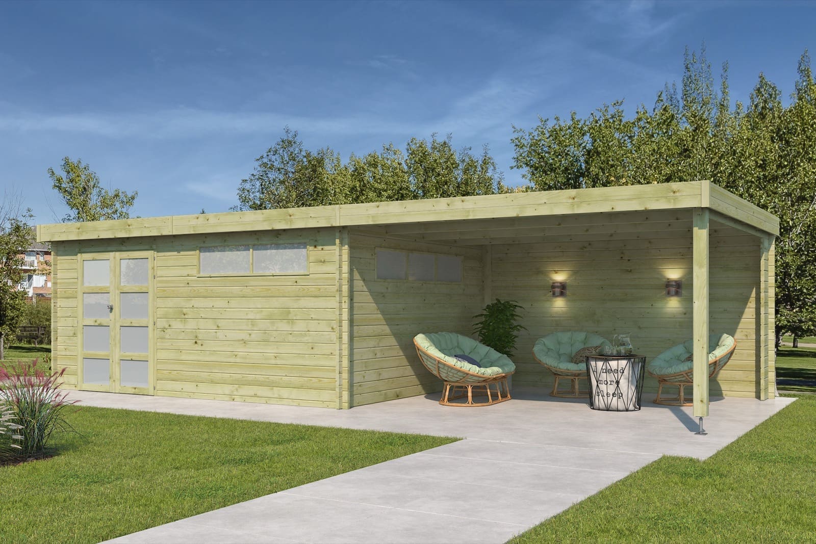 Woodlands tuinhuis MODERN 4602EXT400AC blokhut – 905×385 cm