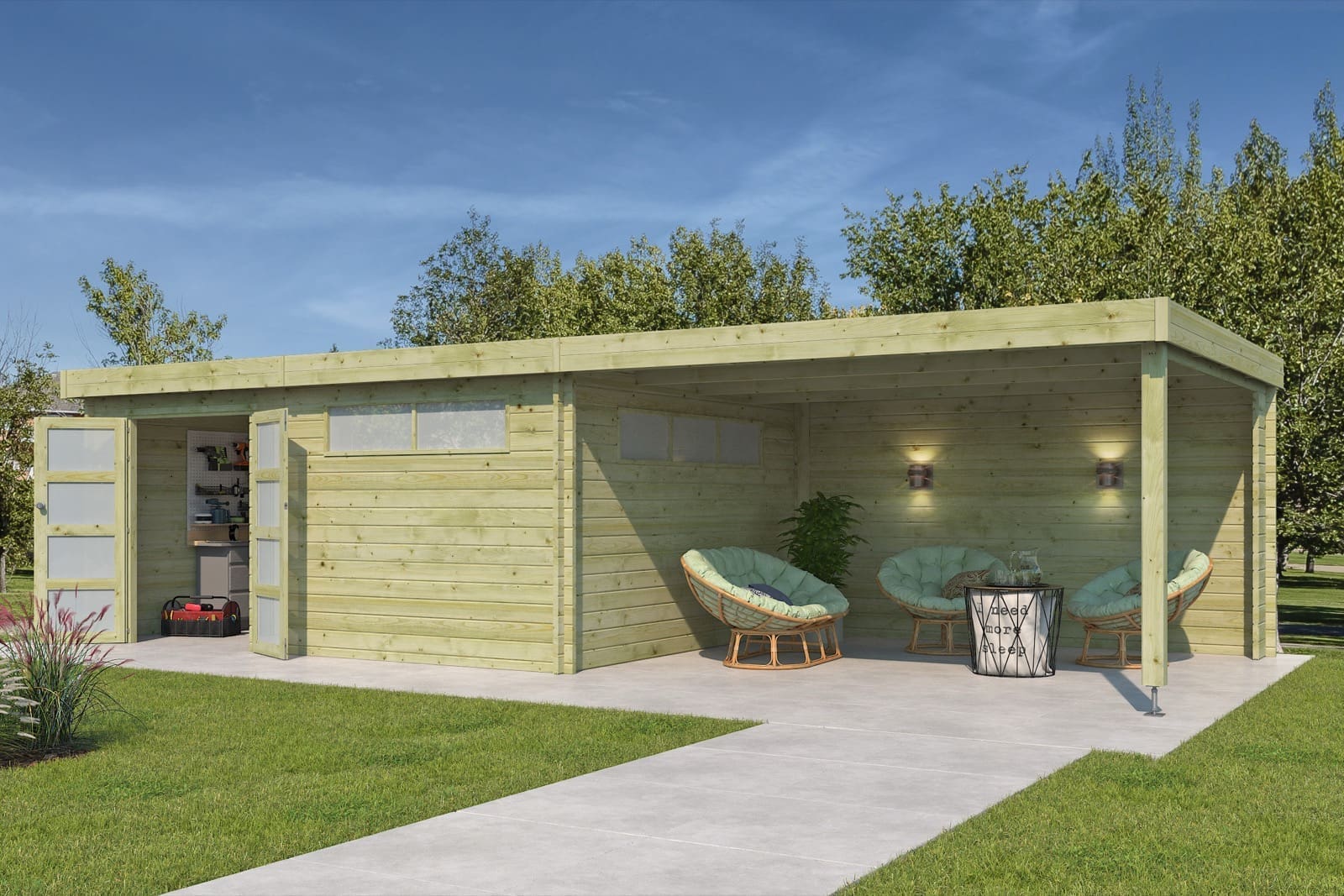 Woodlands tuinhuis MODERN 4602EXT400AC blokhut – 905×385 cm - Afbeelding 2