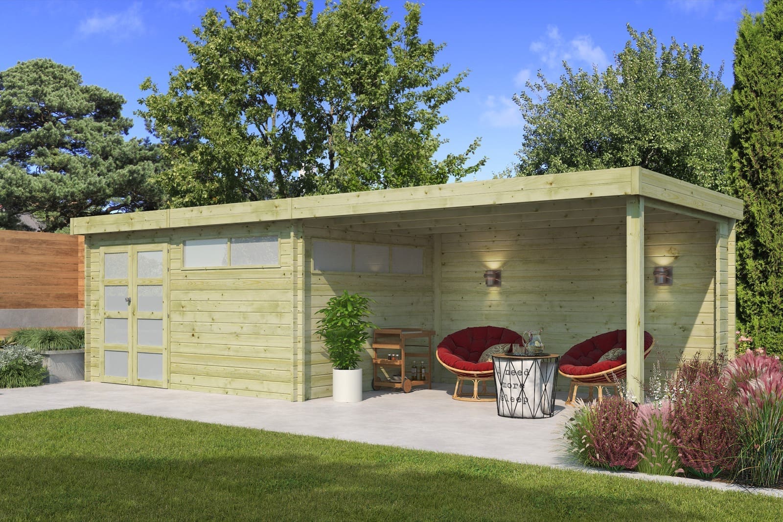 Woodlands tuinhuis MODERN 4603EXT400AC blokhut – 815×295 cm
