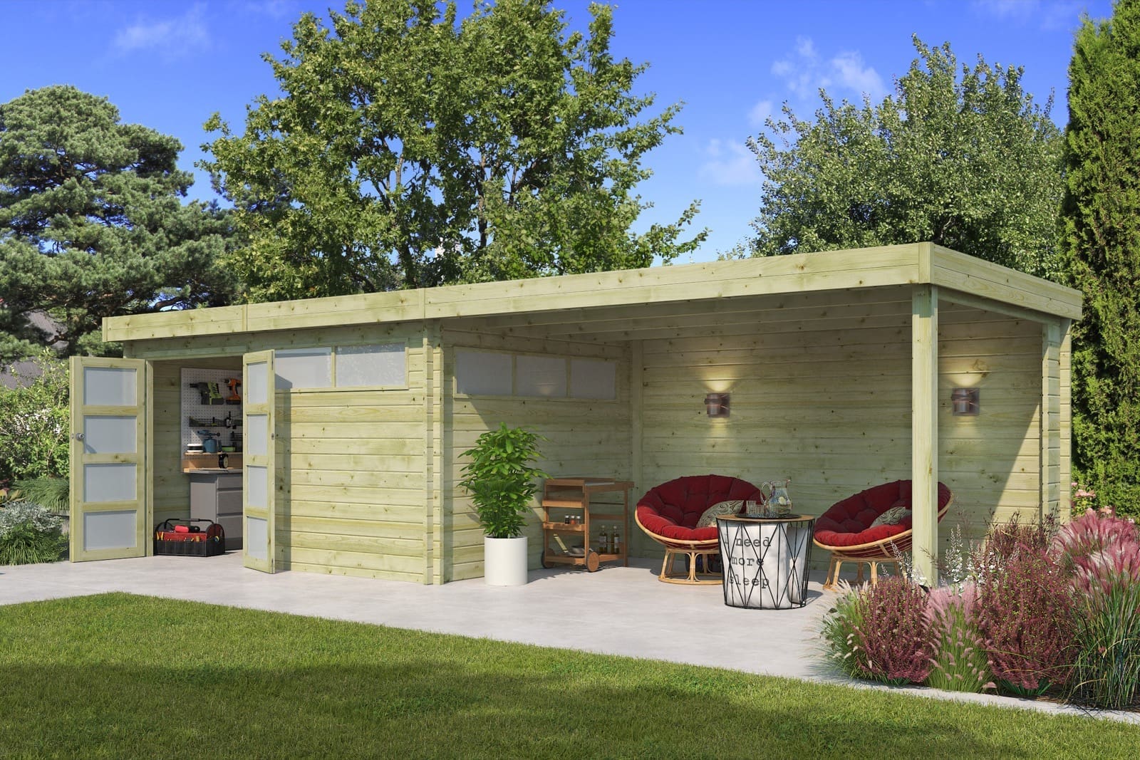 Woodlands tuinhuis MODERN 4603EXT400AC blokhut – 815×295 cm - Afbeelding 2