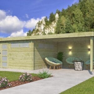 Woodlands tuinhuis MODERN 4604EXT400AC blokhut – 815×385 cm