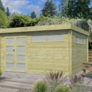 Woodlands tuinhuis MODERN 4604AC blokhut – 415×385 cm