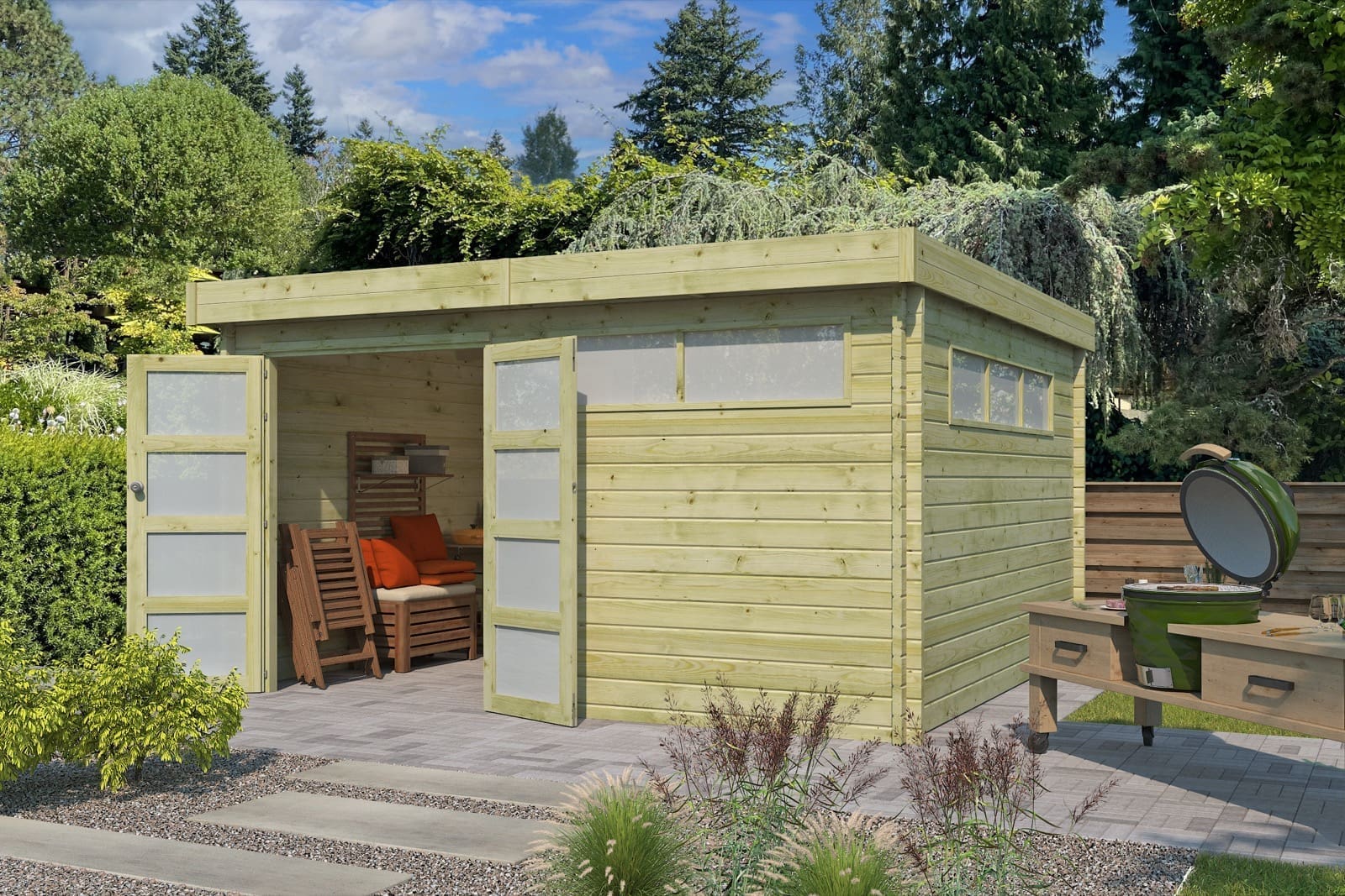 Woodlands tuinhuis MODERN 4604AC blokhut – 415×385 cm - Afbeelding 2