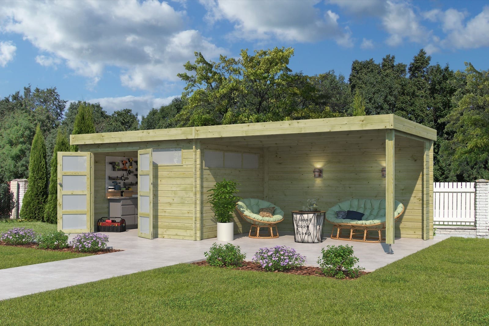 Woodlands tuinhuis MODERN 4605EXT400AC blokhut – 755×295 cm - Afbeelding 2