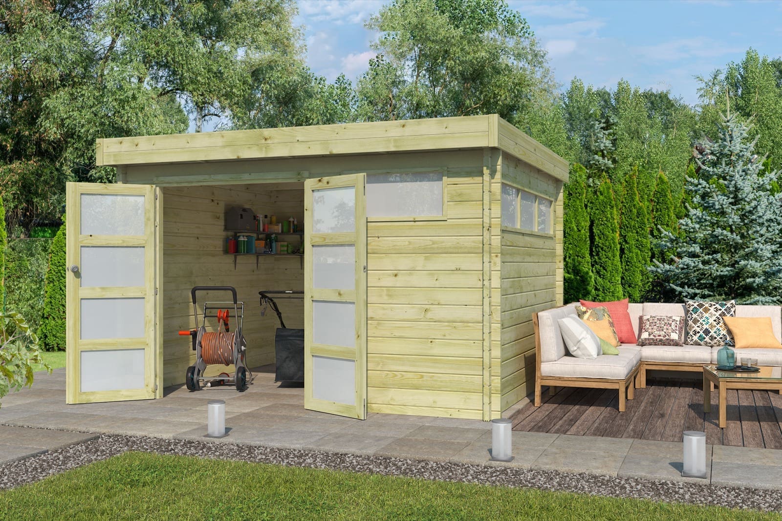 Woodlands tuinhuis MODERN 4605AC blokhut – 355×295 cm - Afbeelding 2