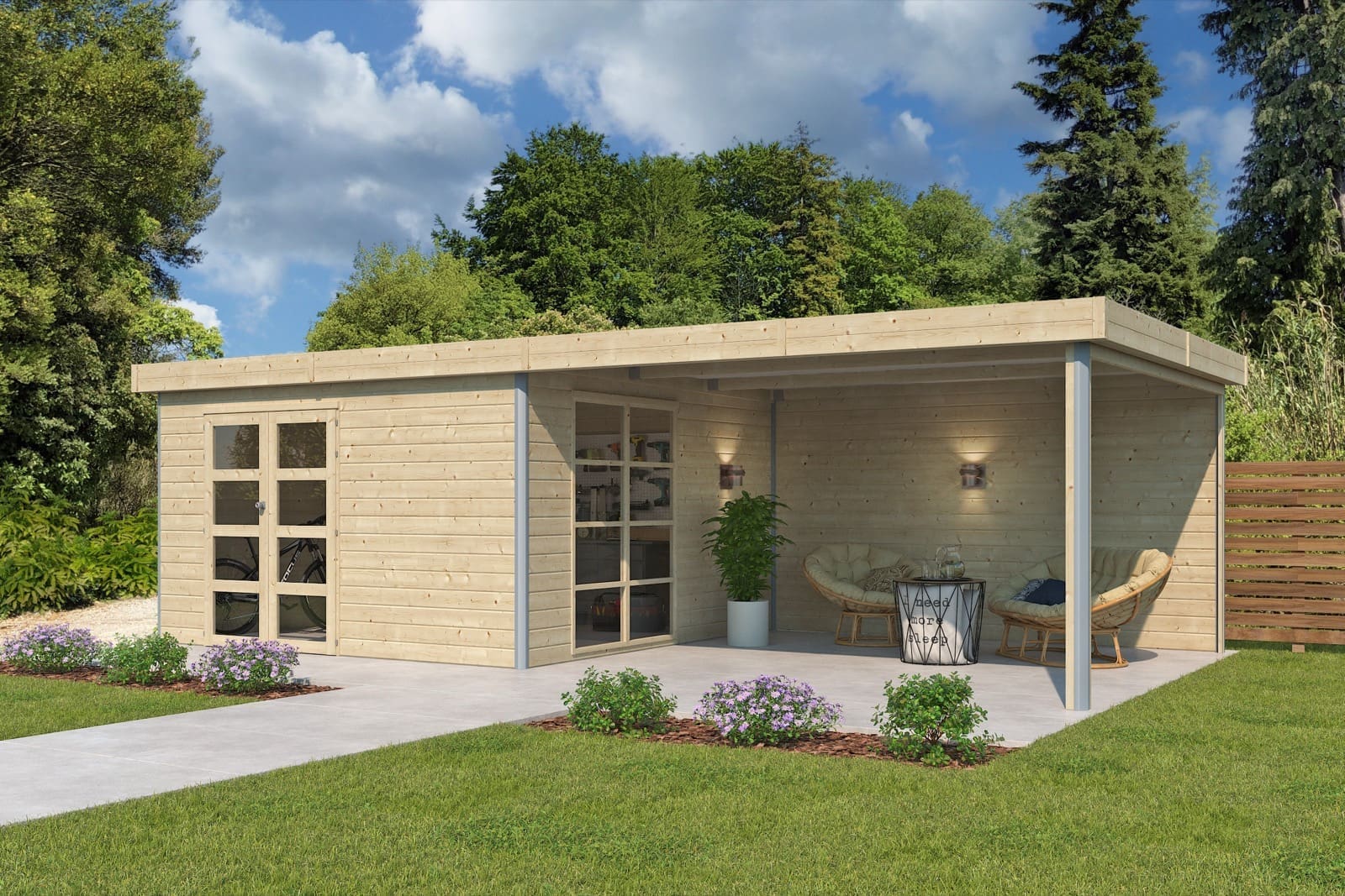 Woodlands tuinhuis MISAKA L 5011EXT400ISO blokhut – 385×785 cm