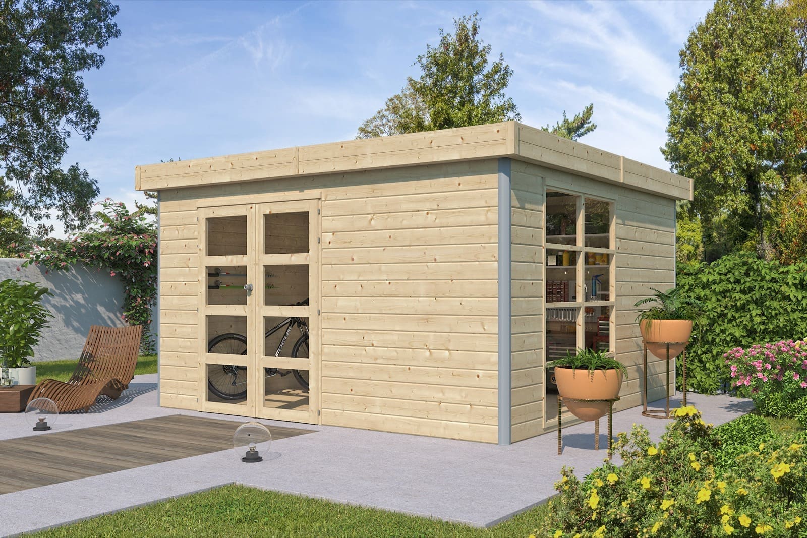 Woodlands tuinhuis MISAKA L 5011ISO blokhut – 385×385 cm