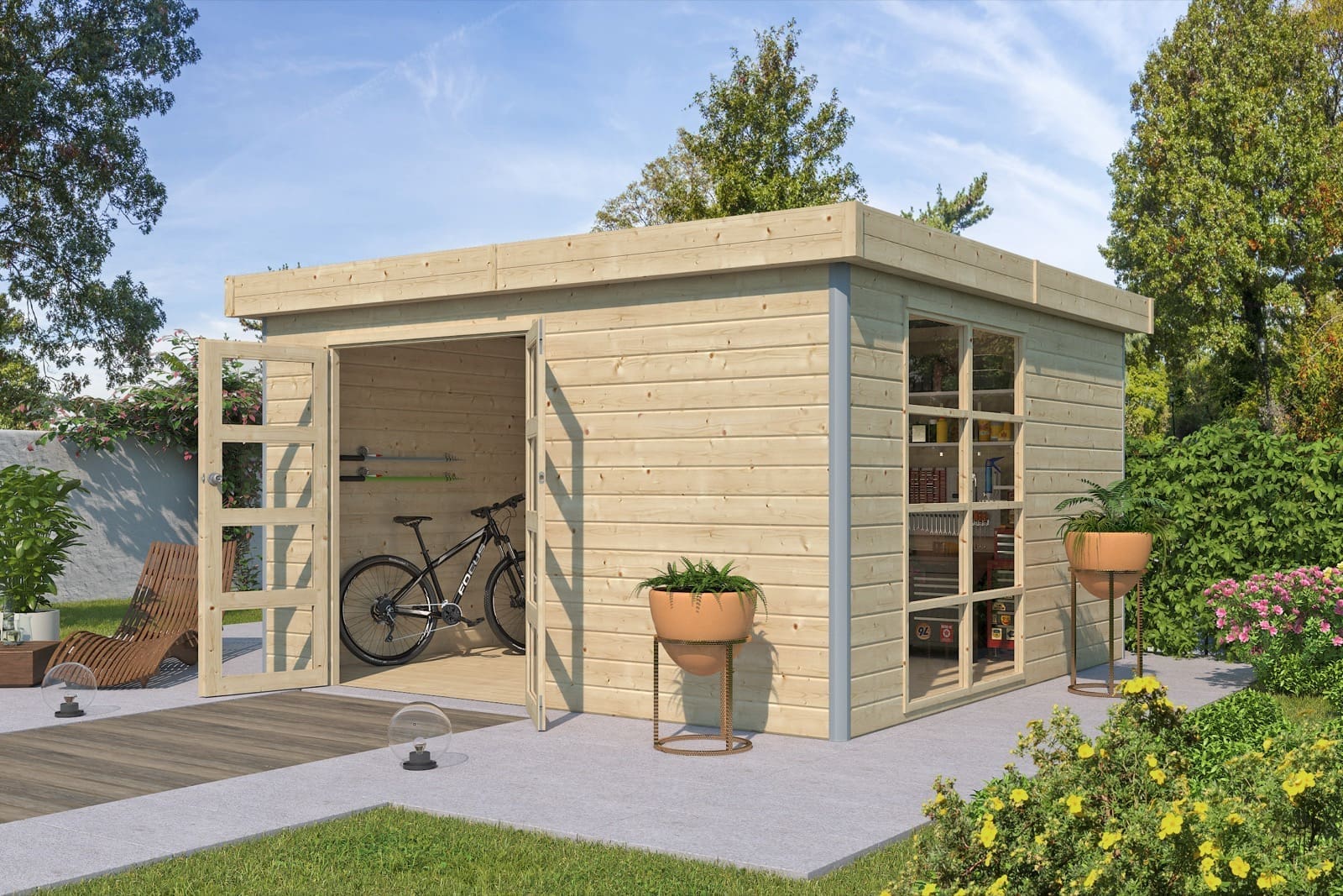 Woodlands tuinhuis MISAKA L 5011ISO blokhut – 385×385 cm - Afbeelding 2