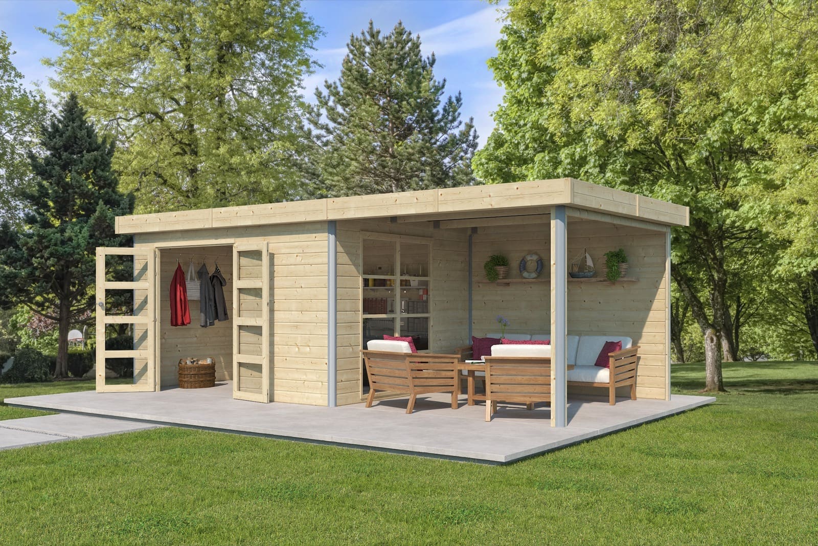Woodlands tuinhuis MISAKA M 5012EXT300AC blokhut – 640×295 cm - Afbeelding 2