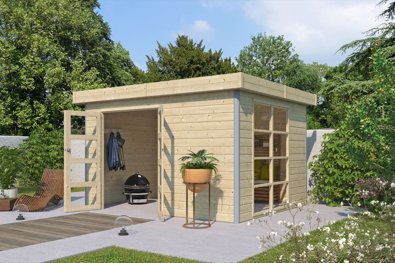Woodlands tuinhuis MISAKA M 5012AC blokhut – 355×295 cm - Afbeelding 2
