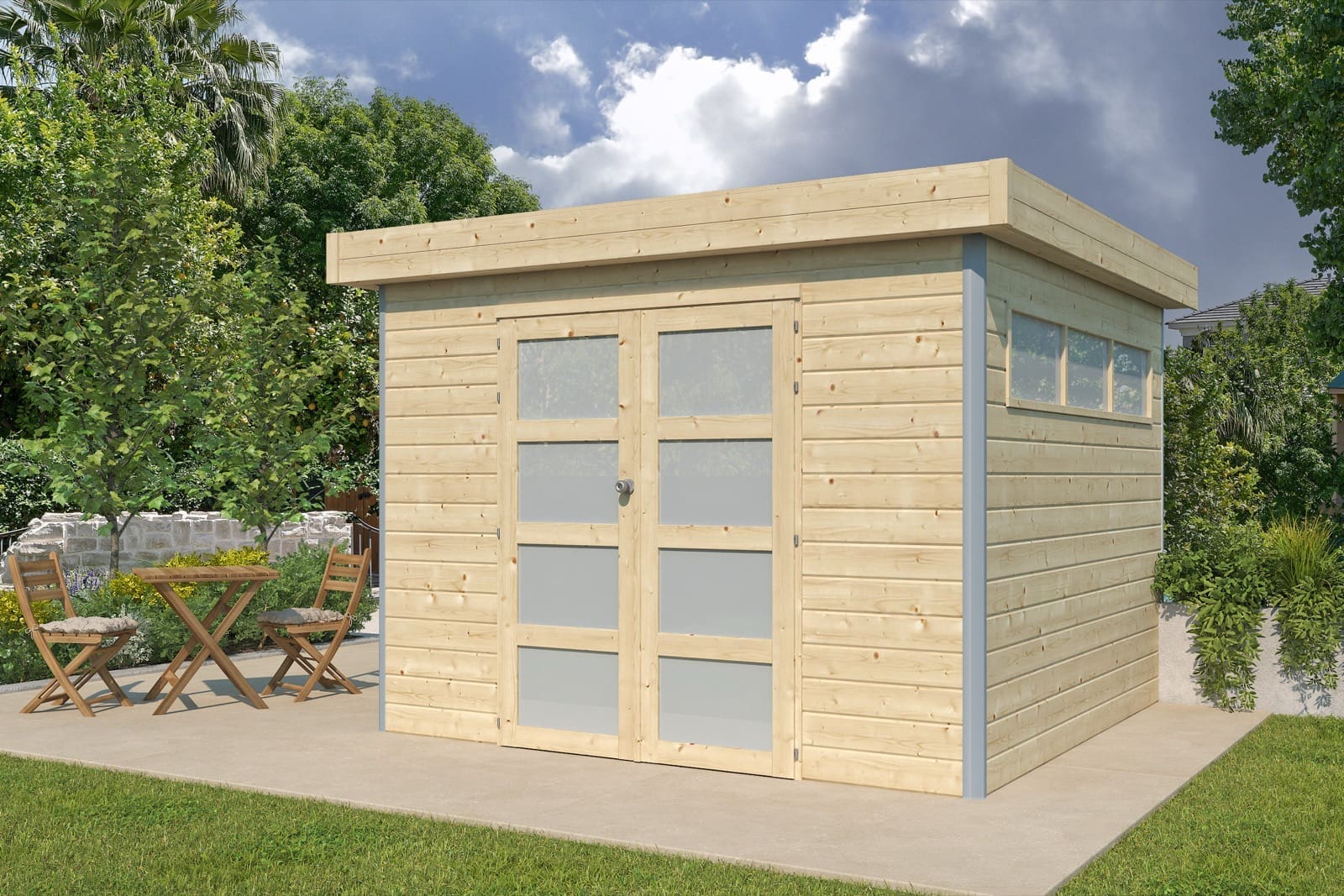 Woodlands tuinhuis KASUKO S 5101ISO blokhut – 295×295 cm