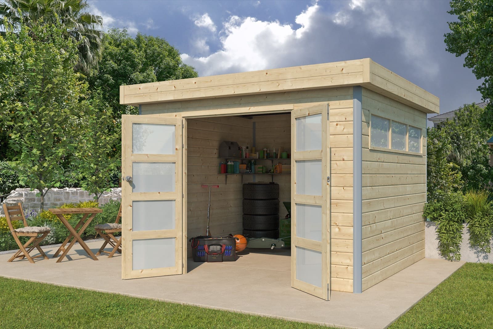 Woodlands tuinhuis KASUKO S 5101ISO blokhut – 295×295 cm - Afbeelding 2