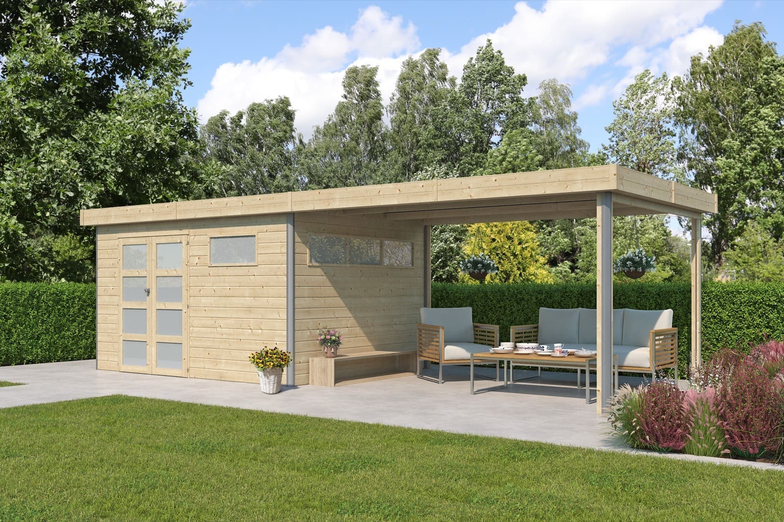 Woodlands tuinhuis KASUKO M 5102EXT400ISO blokhut – 785×295 cm