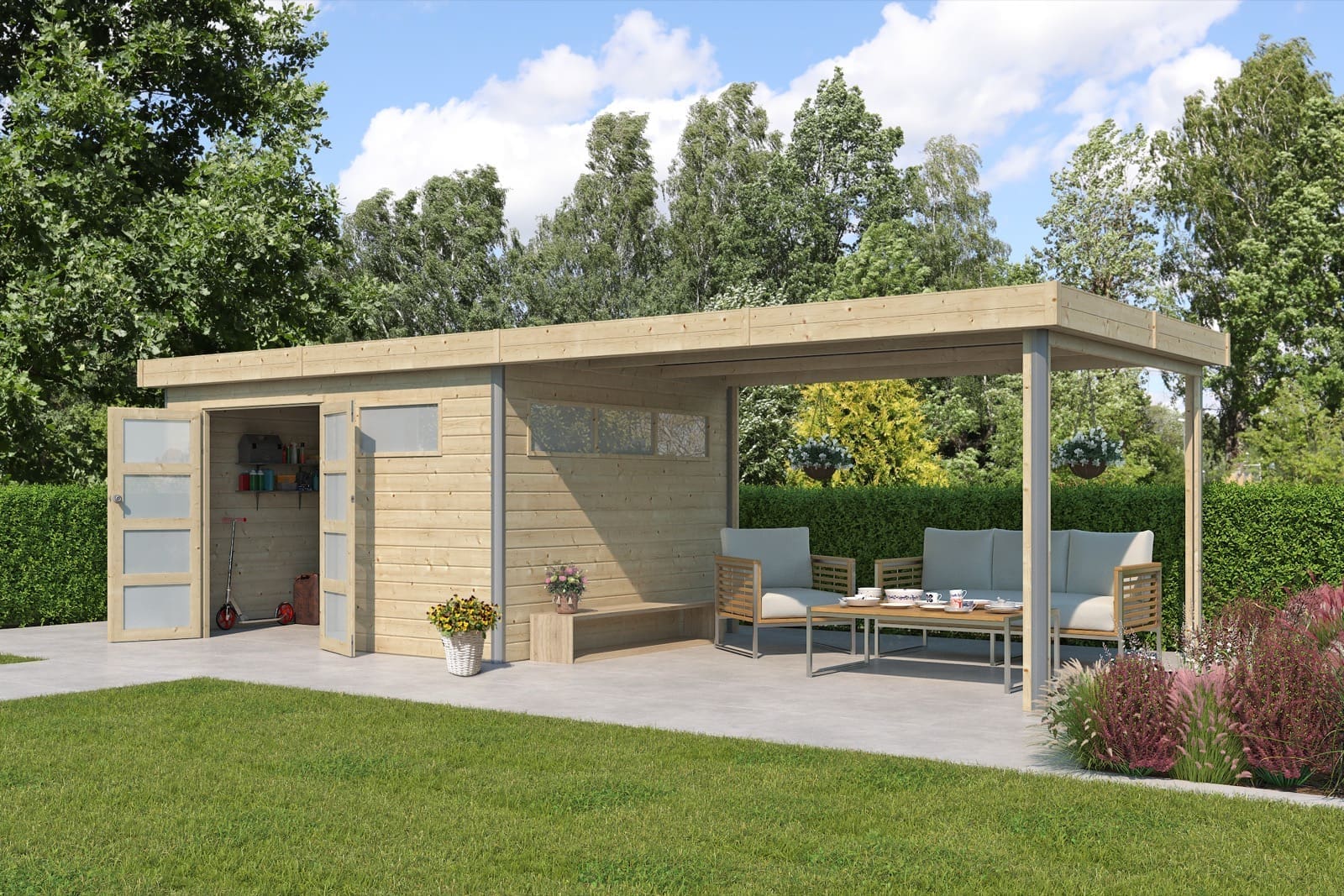 Woodlands tuinhuis KASUKO M 5102EXT400AC blokhut – 785×295 cm - Afbeelding 2