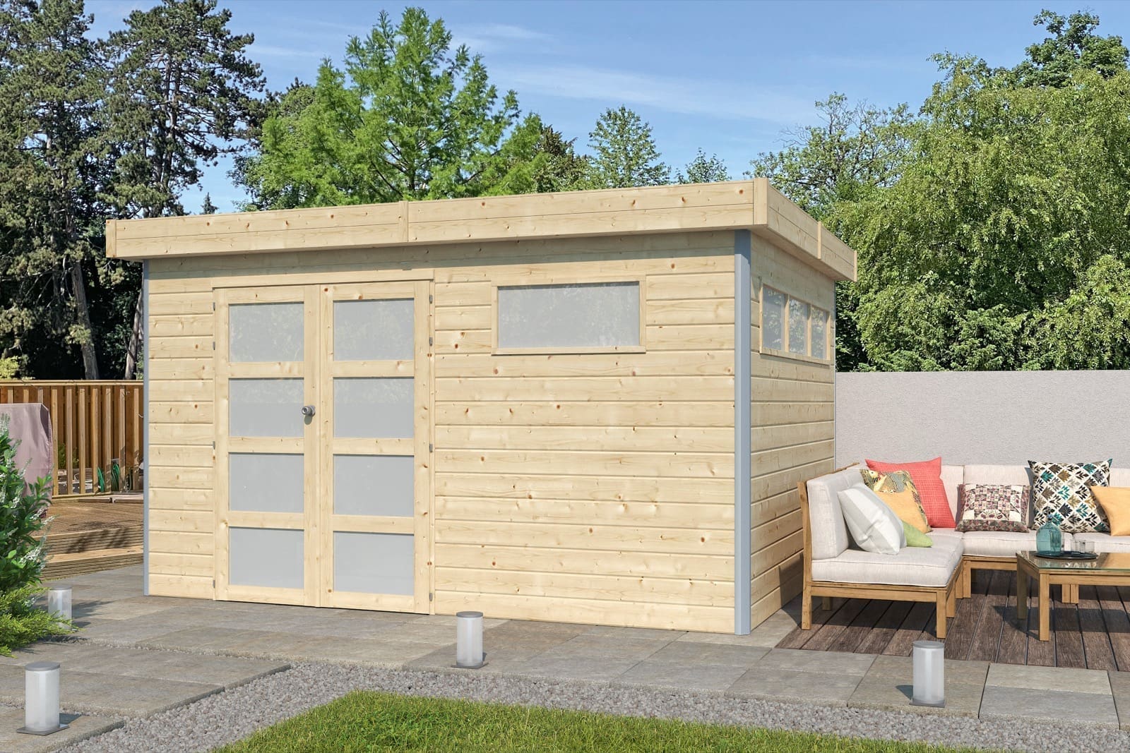 Woodlands tuinhuis KASUKO M 5102ISO blokhut – 385×295 cm