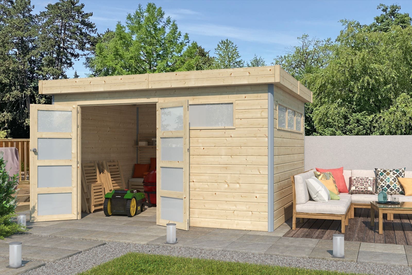 Woodlands tuinhuis KASUKO M 5102ISO blokhut – 385×295 cm - Afbeelding 2