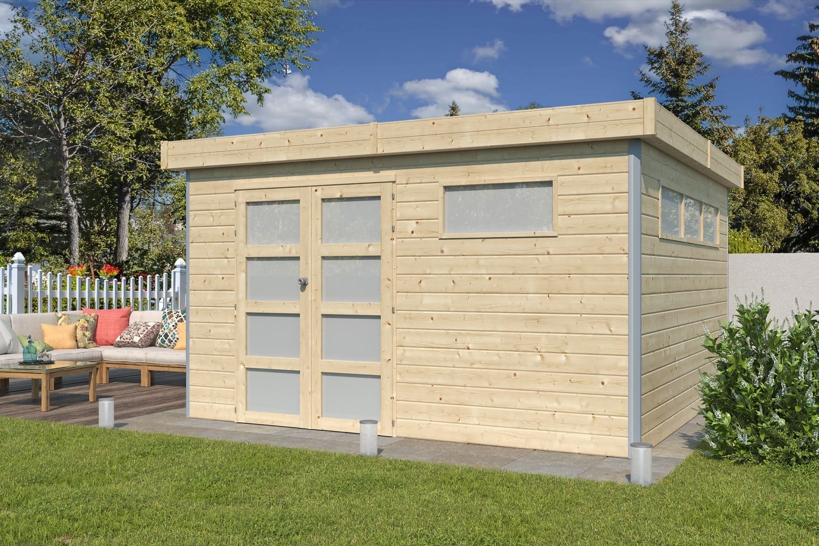 Woodlands tuinhuis KASUKO L 5103AC blokhut – 385×385 cm