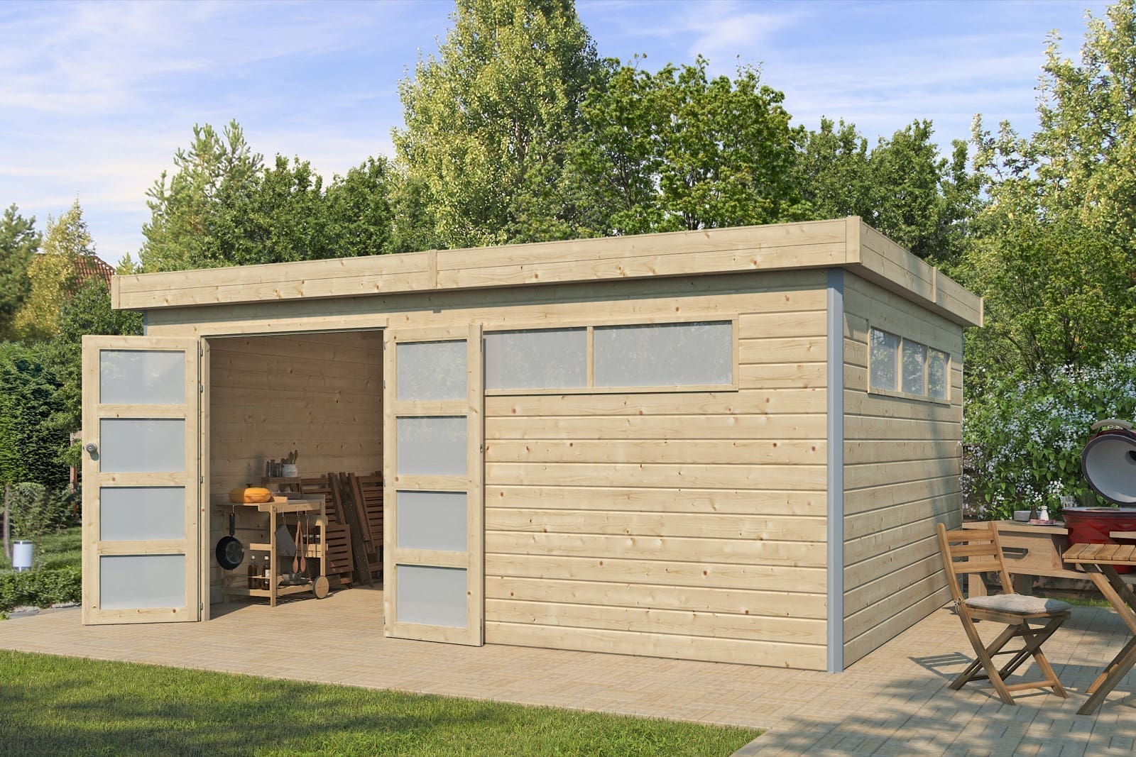 Woodlands tuinhuis KASUKO XXL 5105AC blokhut – 485×385 cm - Afbeelding 2